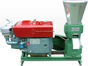 Pellet press with diesel motor